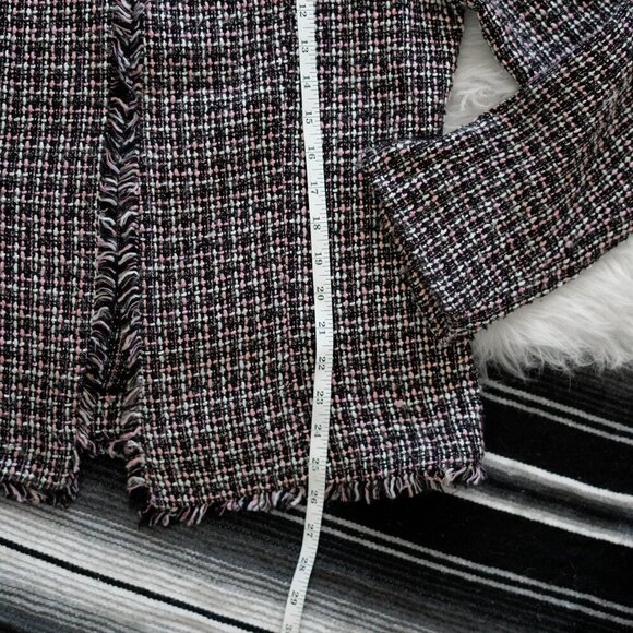 JESSICA HOWARD BLAZER SZ L BLACK PINK & WHITE JACKET TWEED FRINGE ACADEMIA - Picture 6 of 6